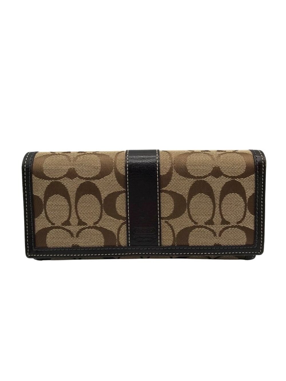 Coach Brown Canvas And Leather Monogram Trifold Wallet - Picture 1 of 12